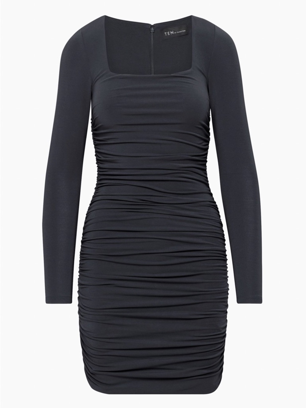 ARITZIA Black Ruched Square-Neck Possession Longsleeve Dress